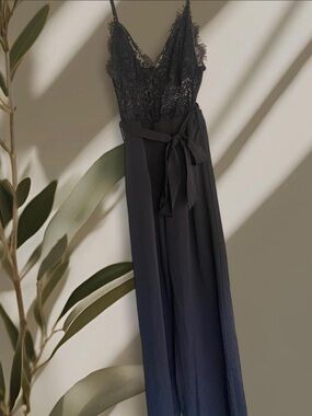 Windsor Black Lace Spaghetti-Strap Jumpsuit